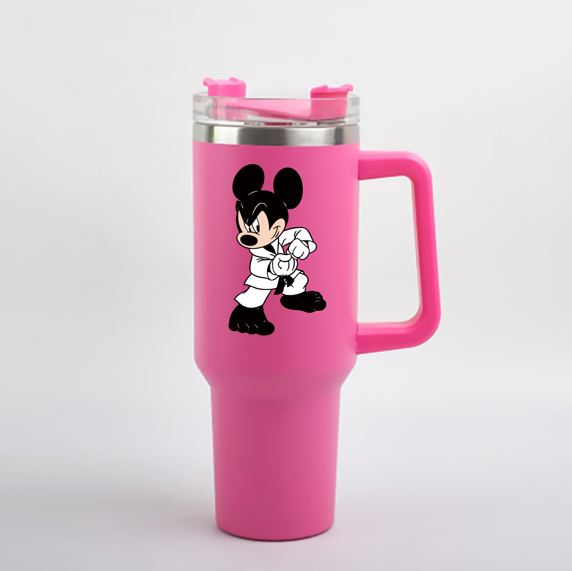 （画像用） ミッキーマウス Mickey Mouse 1200mL車用タンブラー - クリスタルステッカー（プラスチックストロー付き）